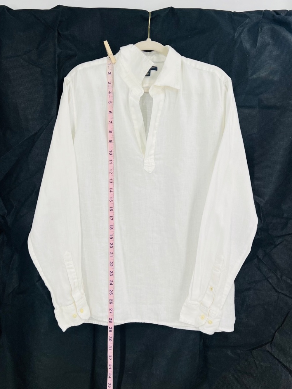 Banana Republic Classic 100% Linen V-neck Collared Shirt M White Preppy Tropical - Picture 10 of 12